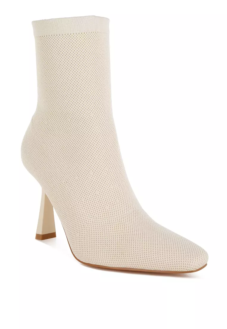 Knitted Sock Boots In Off White