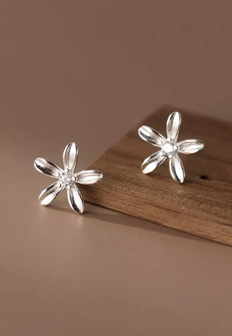 925 Silver Zircon Floral Earrings JW AR-M03711