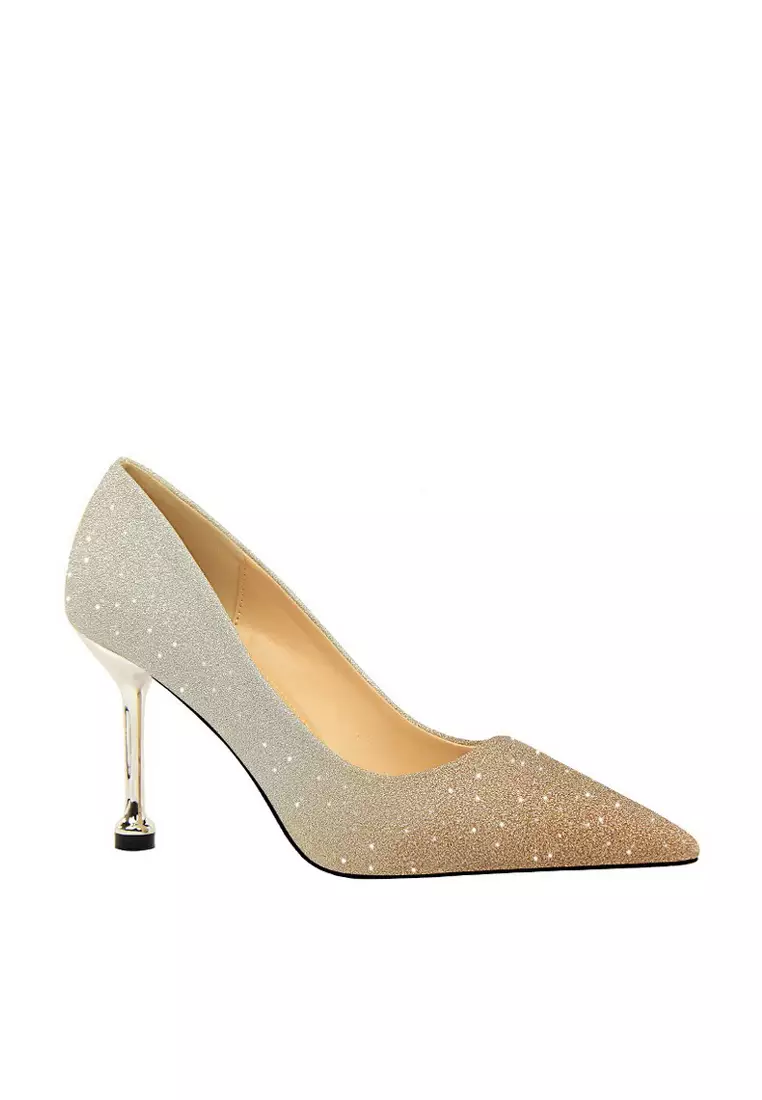 Gold evening pumps on sale