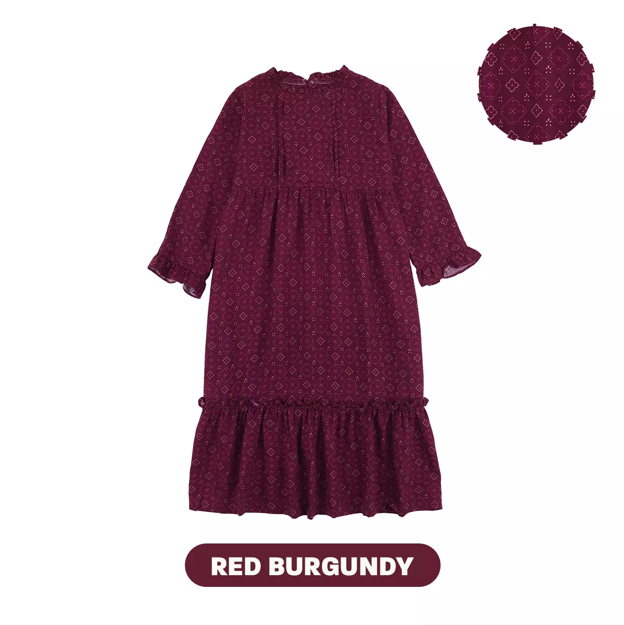 Mooi Dress Anak Gamis Anak Perempuan Raya Collection Ghadia Gamis Sandya Series - Red Burgundy