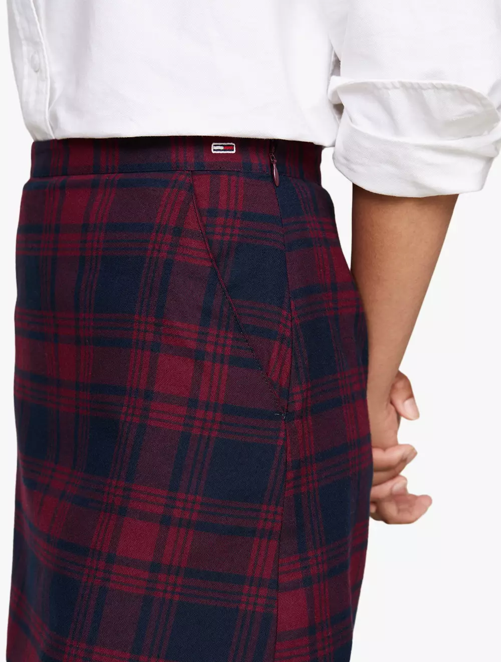 Gray and Red Mesh Logo Jersey Skirt by Tommy Jeans