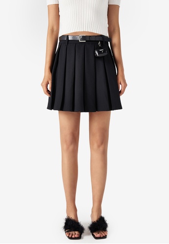 Urban Revivo black Plain Pleated Skirt With Pouch 722D3AA7B9CC5CGS_1
