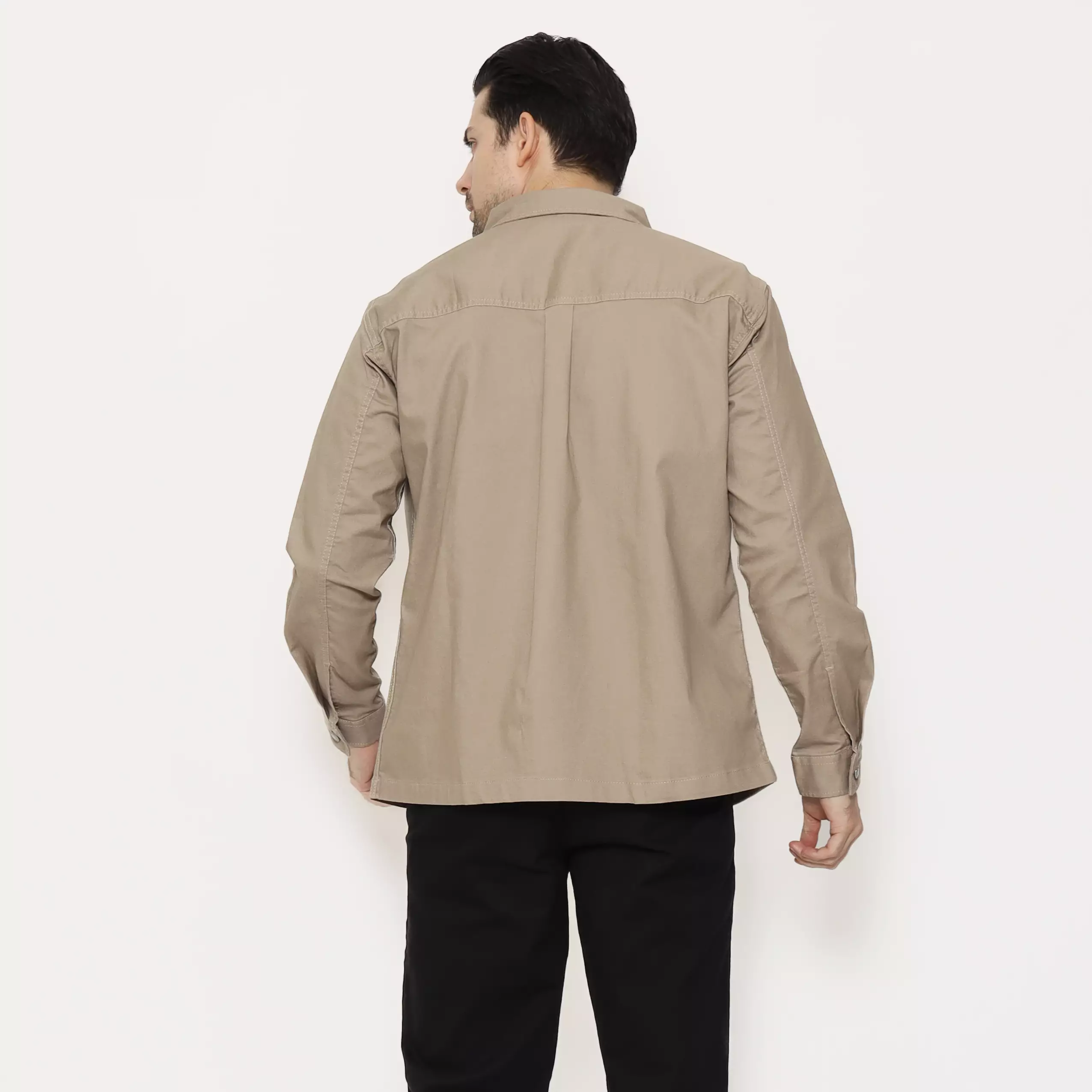 SCHOELLER JON-K6 Jaket Casual Pria Regular Fit Cotton Stretch Warna Cream