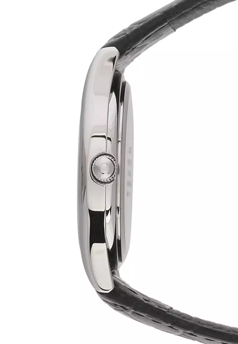 Casio Jam Tangan Pria - Black Silver - Leather Strap - MTP-1094E-7BDF