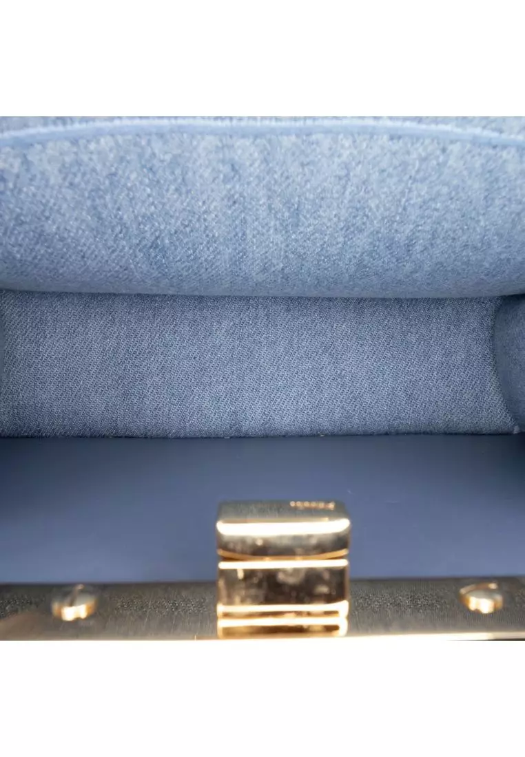 Pre-Loved Fendi Petite Embroidered Denim Peekaboo Iseeu Satchel