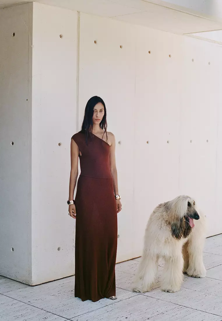 Asymmetrical Combined-Knit Dress