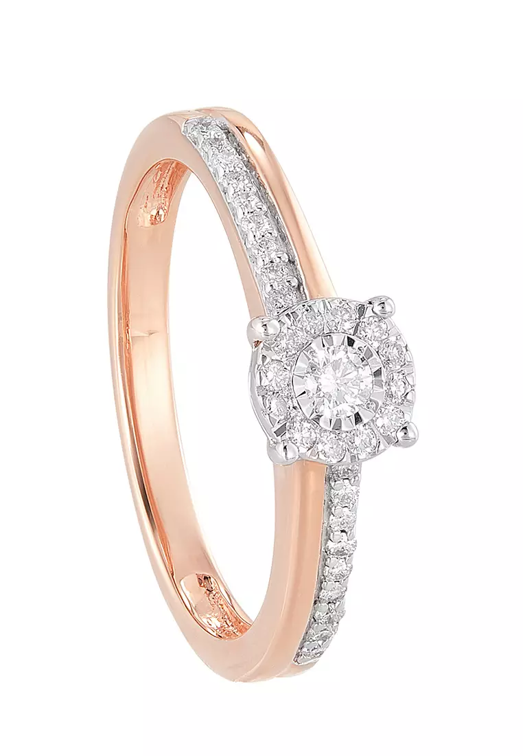 Buy HABIB HABIB Halo Illusion Diamond Ring in 375/9K Rose Gold 24742(R ...