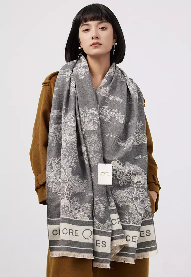 Landscape Painting Faux Cashmere Scarves AS-SY28625