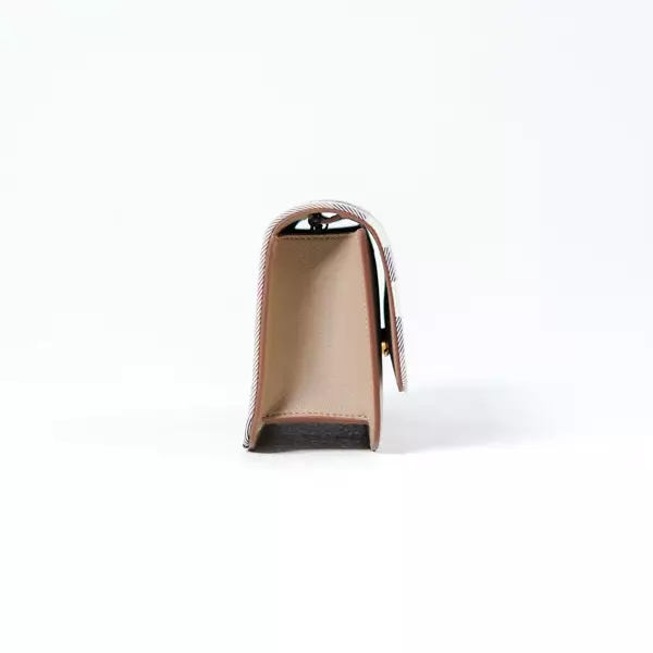 Tas BURBERRY CHECK BEIGE CAMEL LEATHER FLAP SHOULDER BAG 100% ORIGINAL