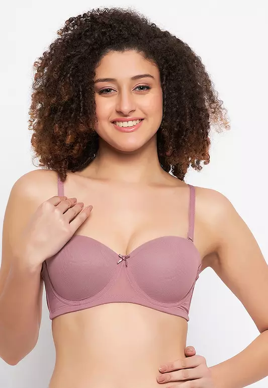 Clovia Padded Underwired Full Cup Strapless Multiway Bra in Soft Pink