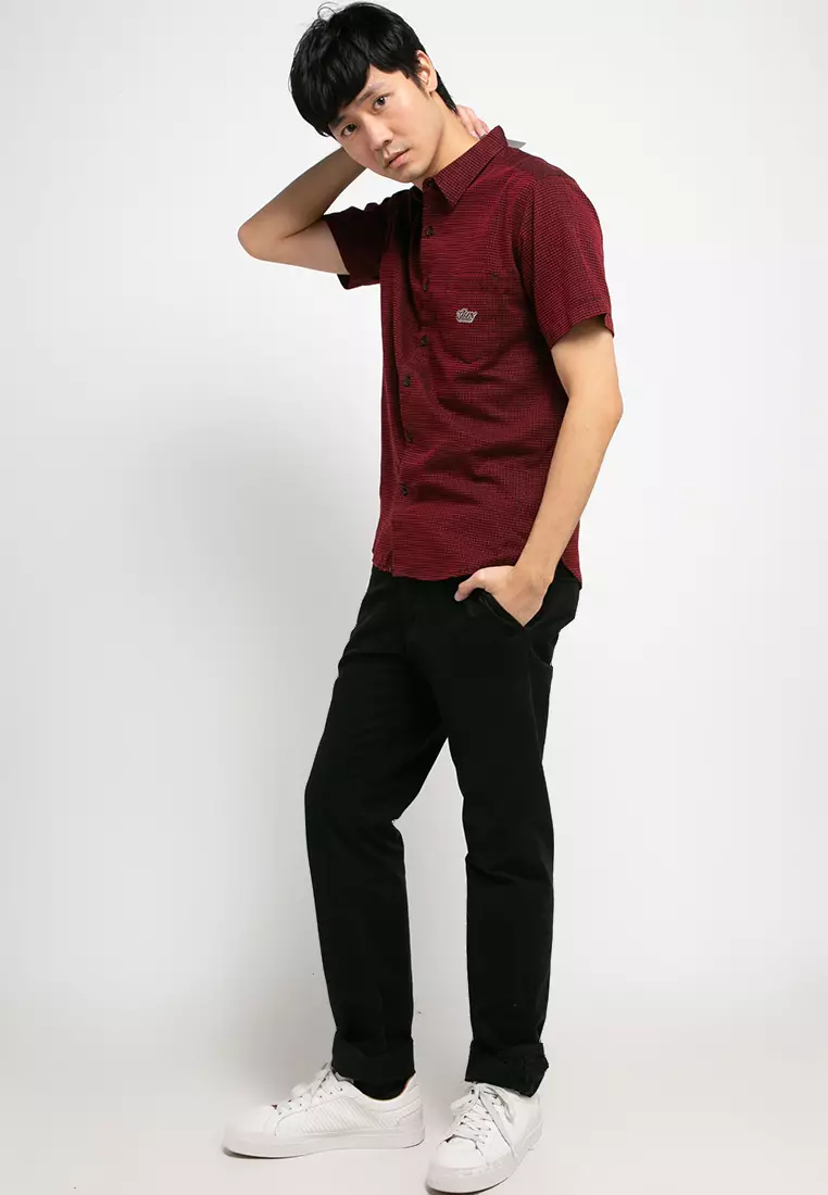 Sharks - Pattern Short-Sleeves Shirt - Red [SGF1215563AA]