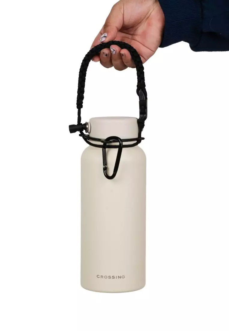 Crossing Paracord Bottle Carrier Strap with Carabiner - Black