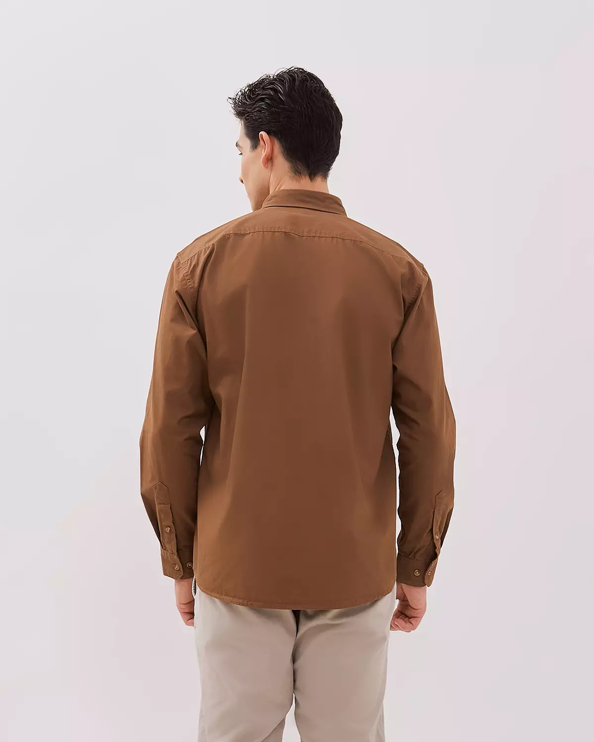 MEN'S DARK BROWN LONG SLEEVED SHIRT