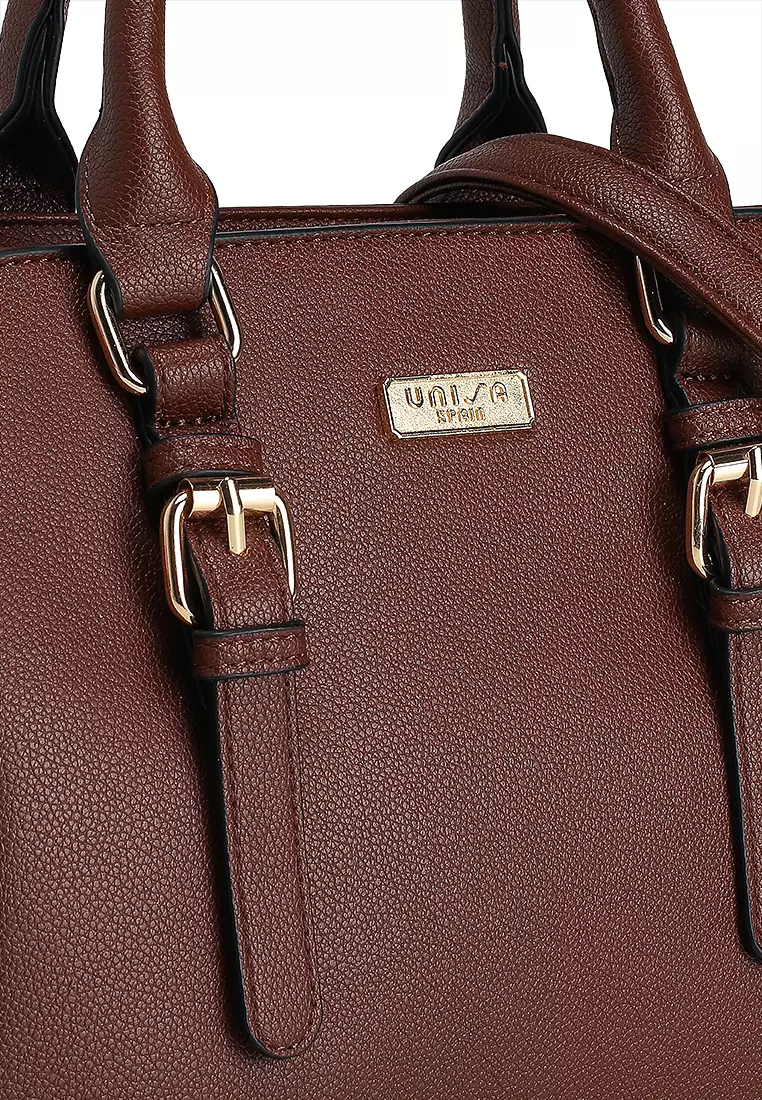 Pebbled Multi-Compartment Top Handle Bag