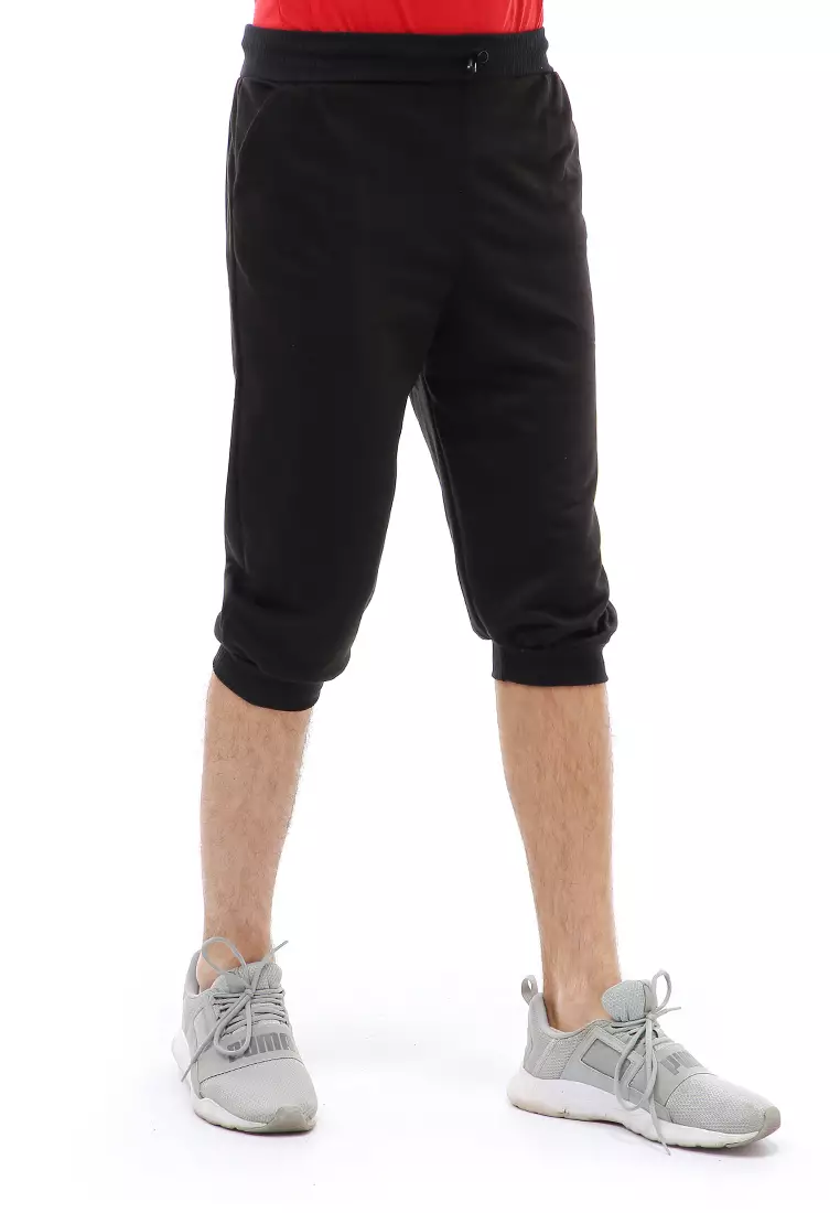 Rishham Short Pants Celana Jogger Pendek Pria Trackpants Material Baby Terry ORIGINAL - Black