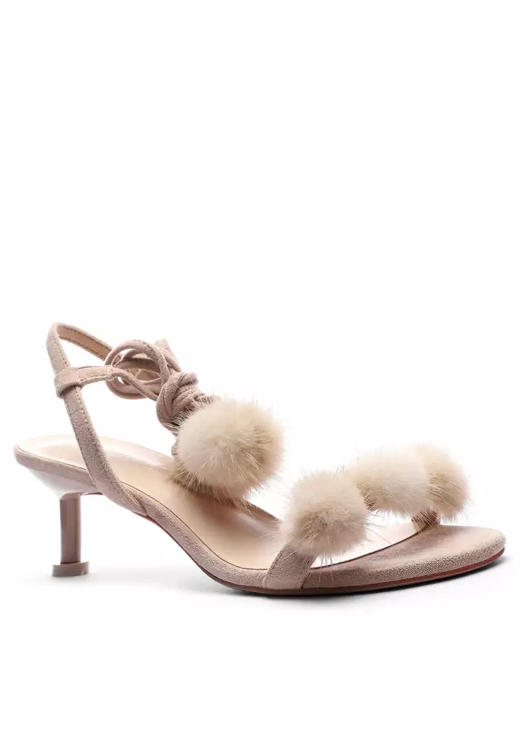 Heels with fur hotsell ball