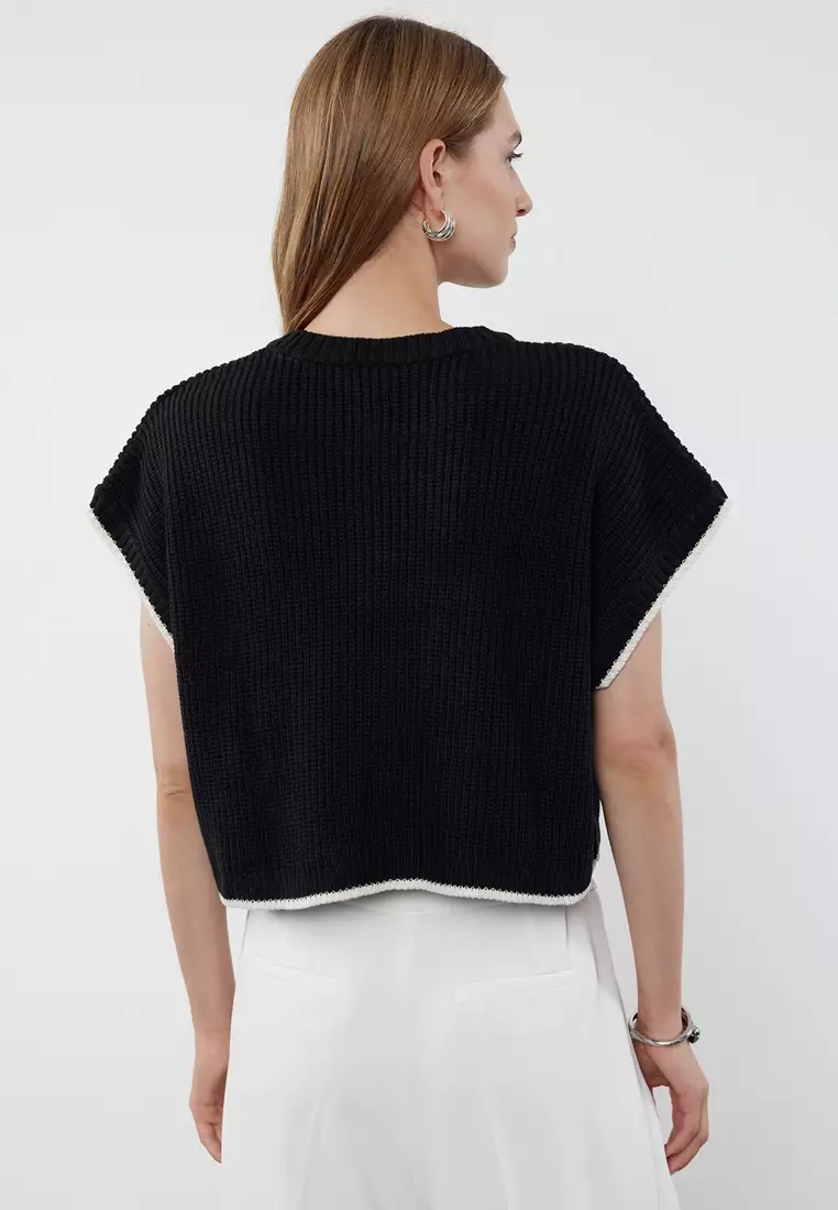 Crop Crew Neck Knitwear Sweater