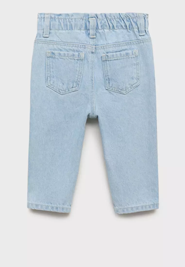 Paper Bag Jeans with Buttons