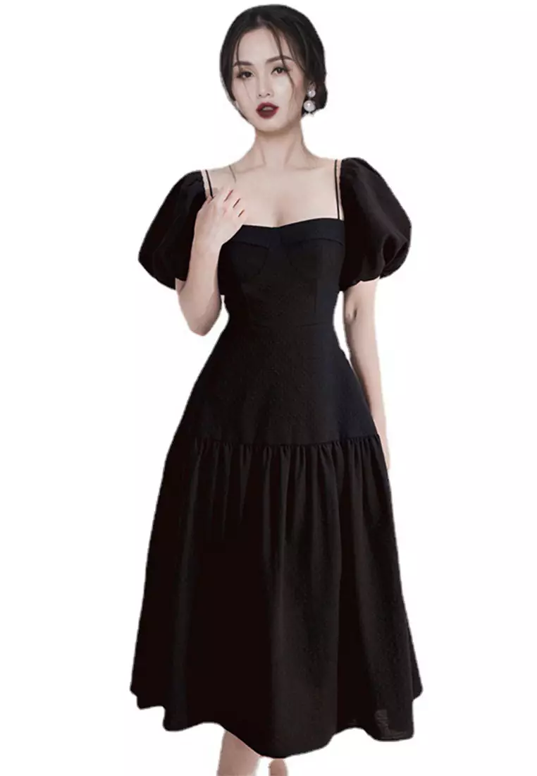 Buy Sunnydaysweety Elegant and luxurious black skirt with puff