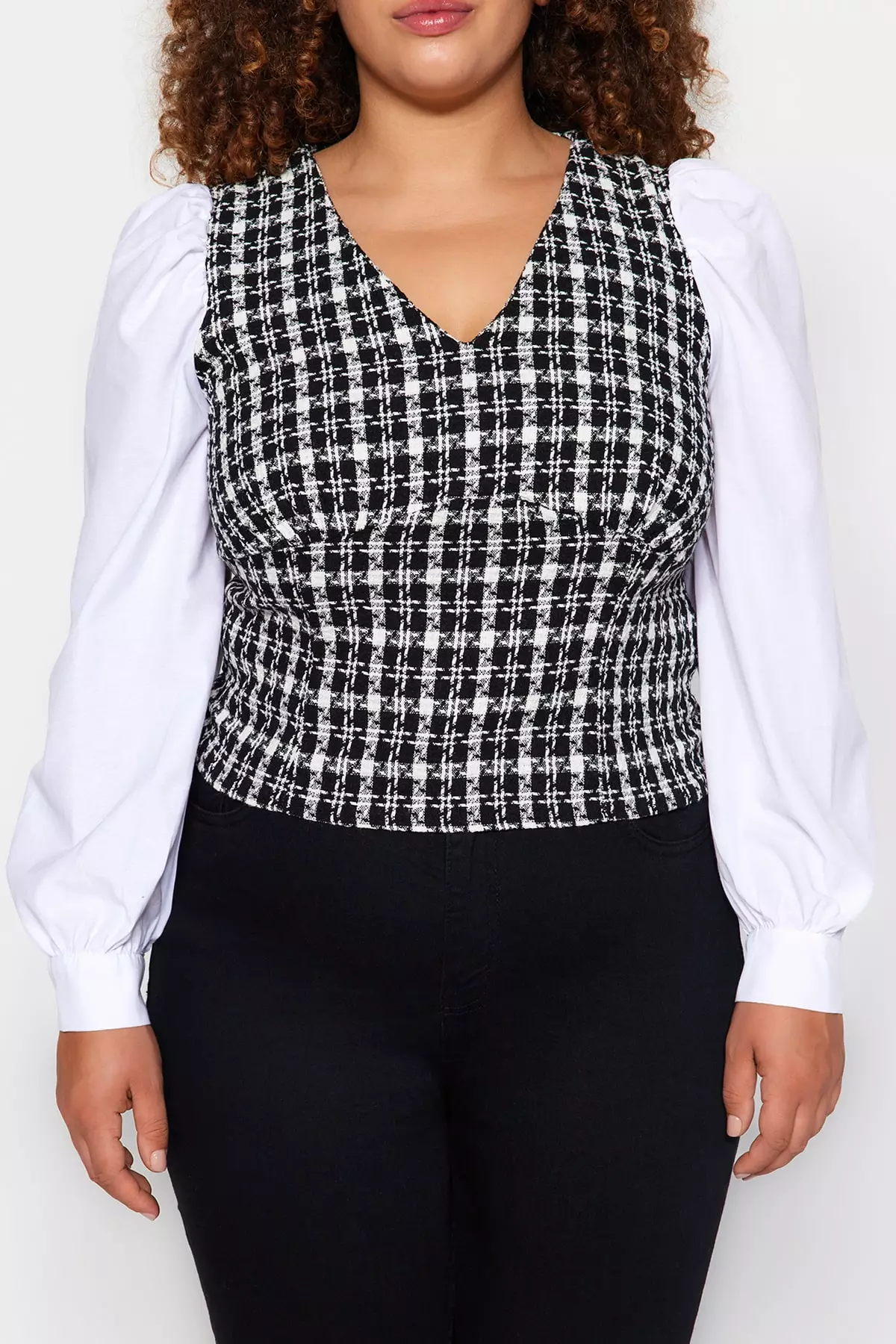 Plus Size Tweed Blouse