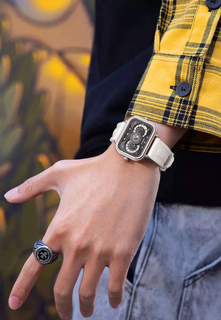 Unisex Alloy Quartz Watch, 45mm, Rubber Strap