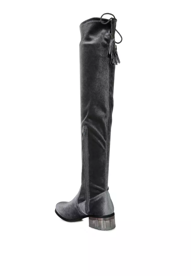 Grey velvet boots new arrivals