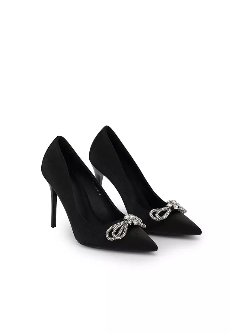 EMBELLISHED CRYSTAL RIBBON HEEL PUMP