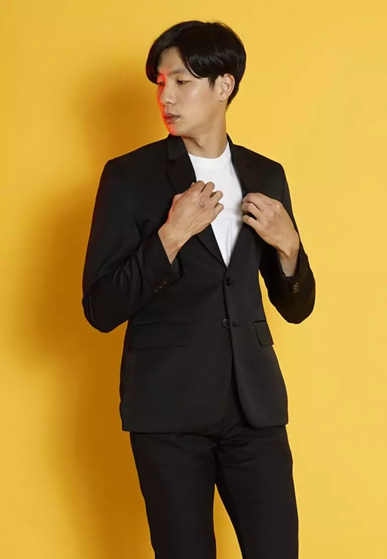 Houseofcuff Jas Pria Slim Fit Suit Blazer Formal Hitam