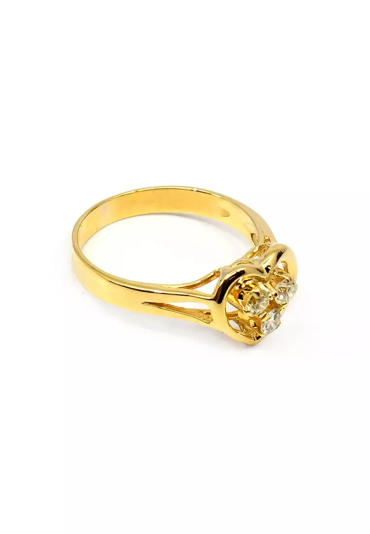 14K Locally Made Yellow Gold Lady Ring with Diamonds