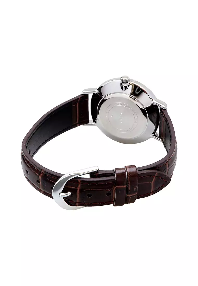 Couple Analog Watch MTP/LTP-VT01L-7B2 Brown Leather Strap