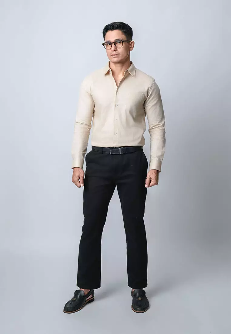 Light Khaki Rami Linen Shirt LS