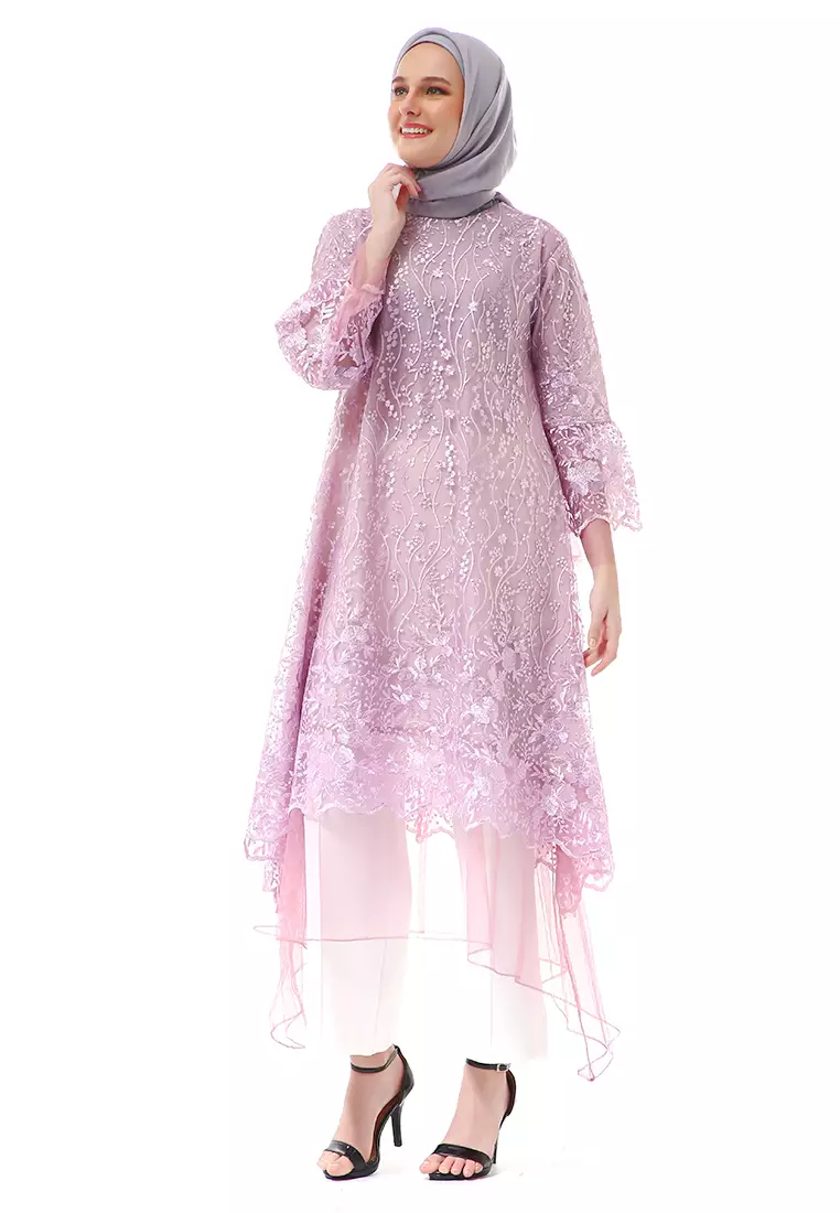 Aliyah Long Dress Motif Bunga High Quality Premium - Taro Soft