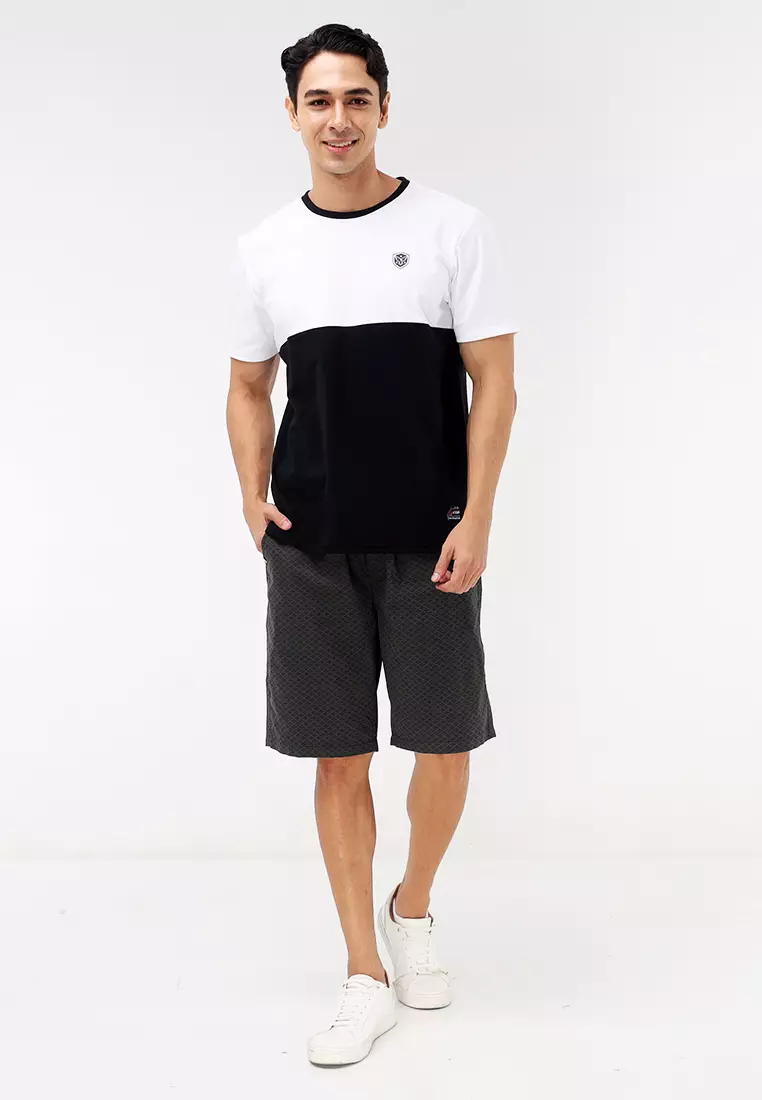 Round Neck Streaky Short Sleeves T-Shirt
