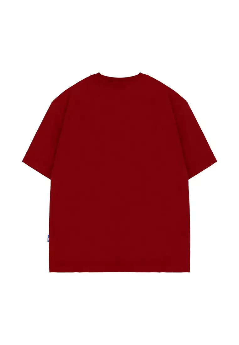 Moutley Men's T-Shirt Short Sleeve Oversized Fit Cotton 20s Red OL-C140325