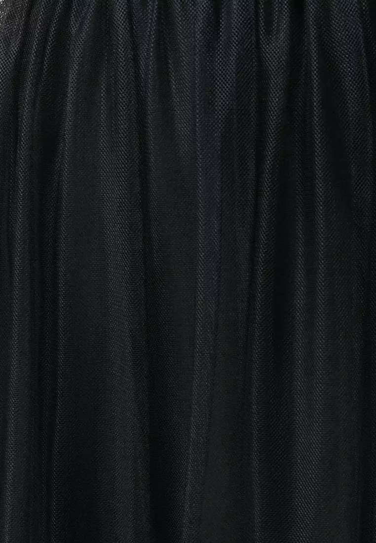 Over The Knee Mesh Skirt in Black