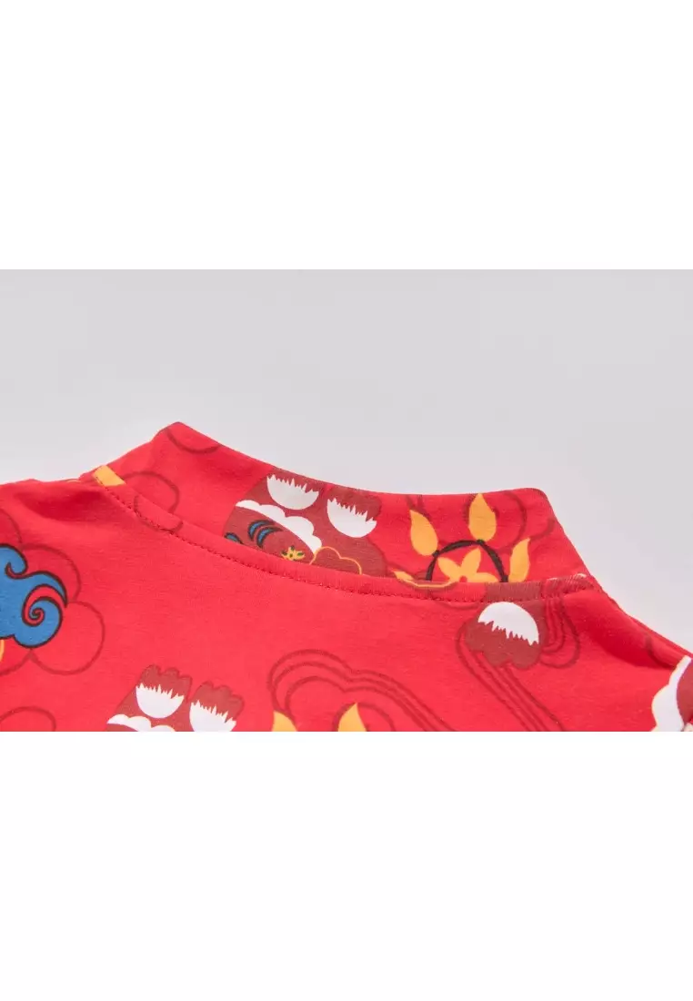 現貨 農曆新年紅色醒獅嬰兒男童唐装連身衣 新加坡外出服