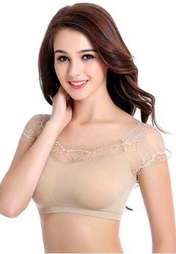 SMROCCO beige Seamless Lace Tube Padded Bra SP9004-BEI SM066US0RSSFMY_1