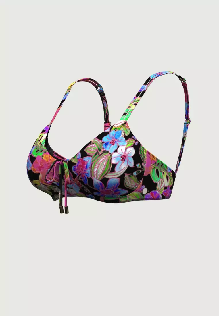 Tropadelic Island Black Plus Cup Tie Front Bikini Top
