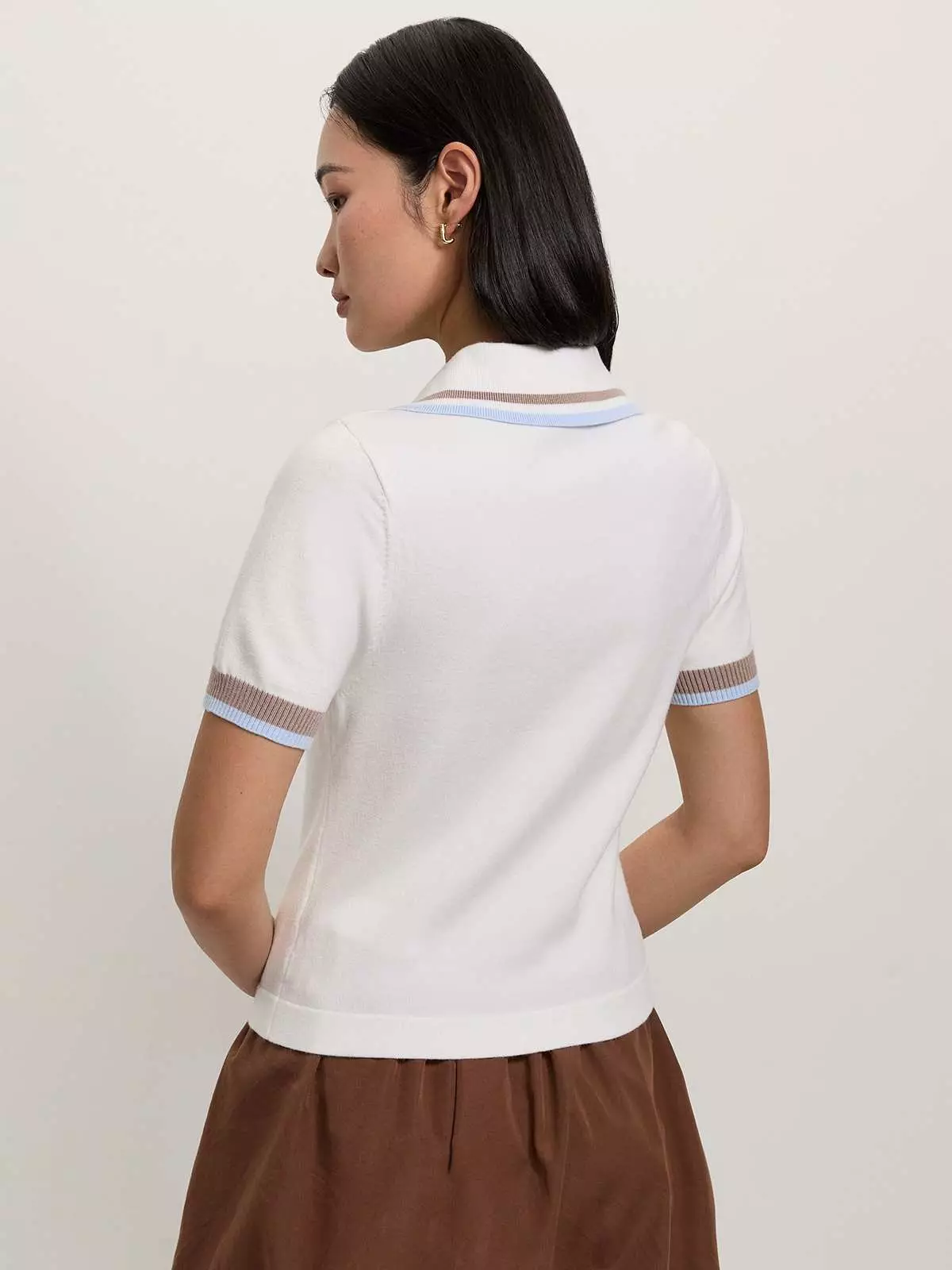 Polo Knit Top - White