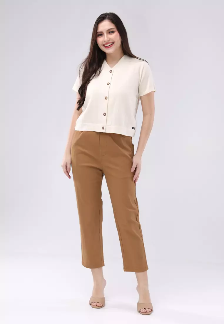 Crumpled Cotton Linen Short Sleeves Blouse