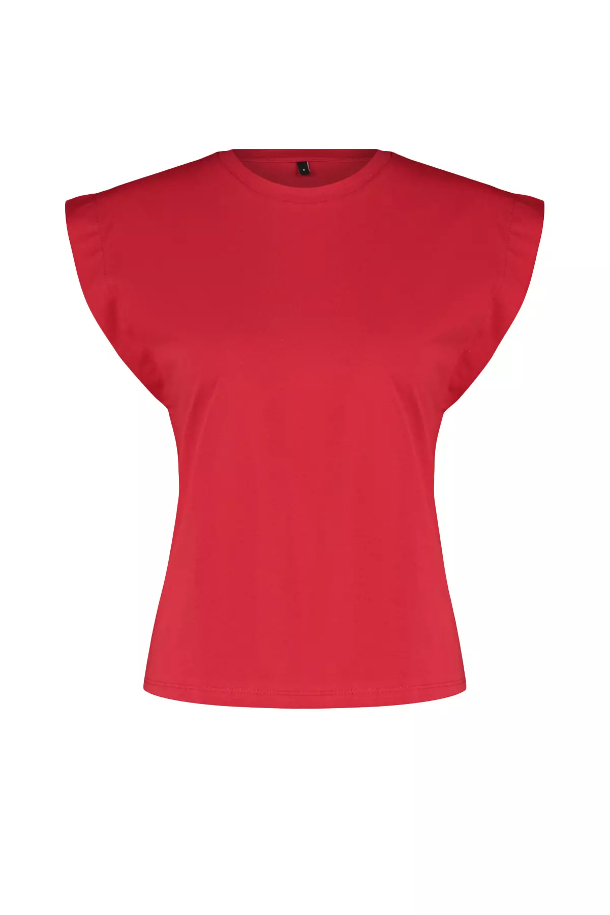 Red Striped Striped Padded Look Basic Crew Neck Knitted T-Shirt