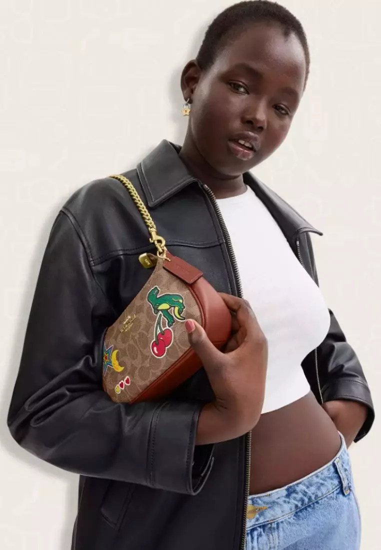 Coach Teri Mini Crossbody Bag In Signature Canvas With Sticker Print Tan Multi