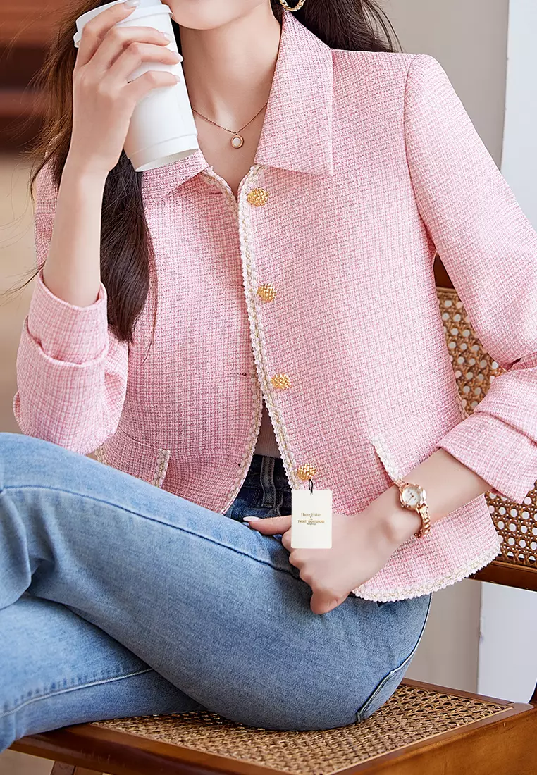 Cropped Square Collar Suit Jacket YGH-EY8932