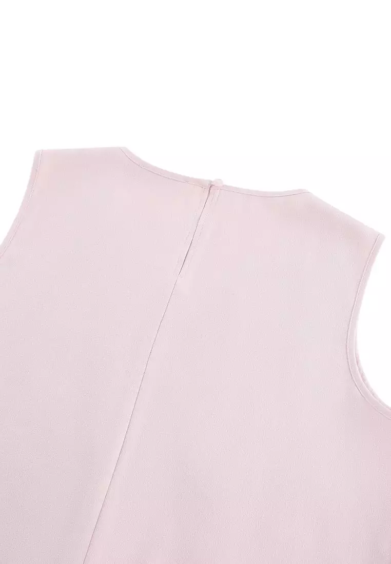 G2000 Sleeveless Gradient Pleat Puff Shoulder Blouse