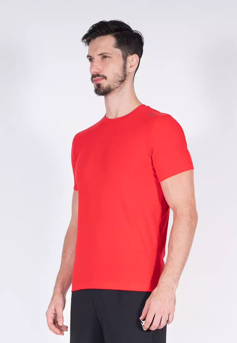 Men Active Round Neck Tee (Red)