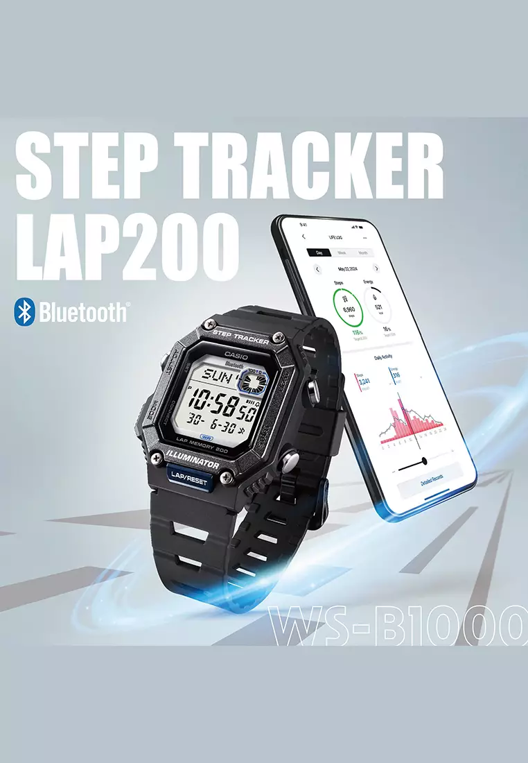 Casio Standard Series - Jam Tangan Digital Pria - Black Resin Band - WS-B1000-1AV