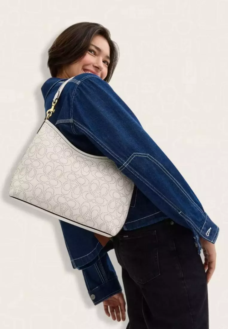 Coach Laurel Shoulder Bag With Signature Rivets Gold Chalk