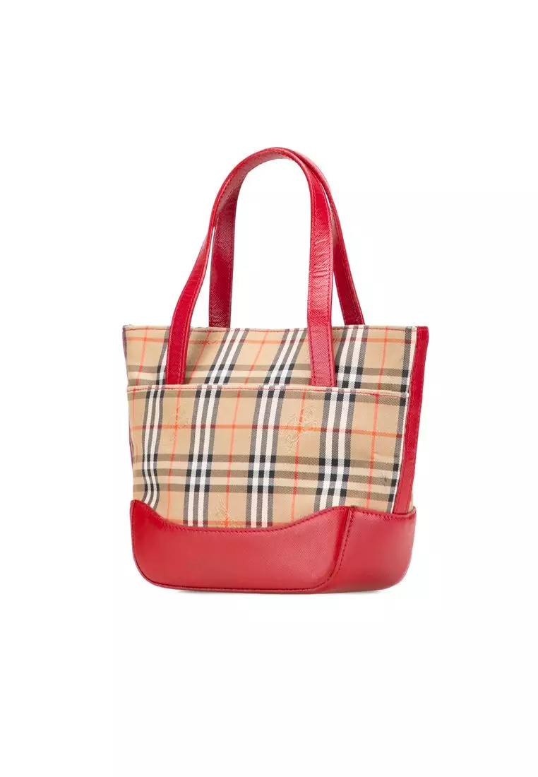 Pre-Loved Burberry Haymarket Check Canvas Handbag