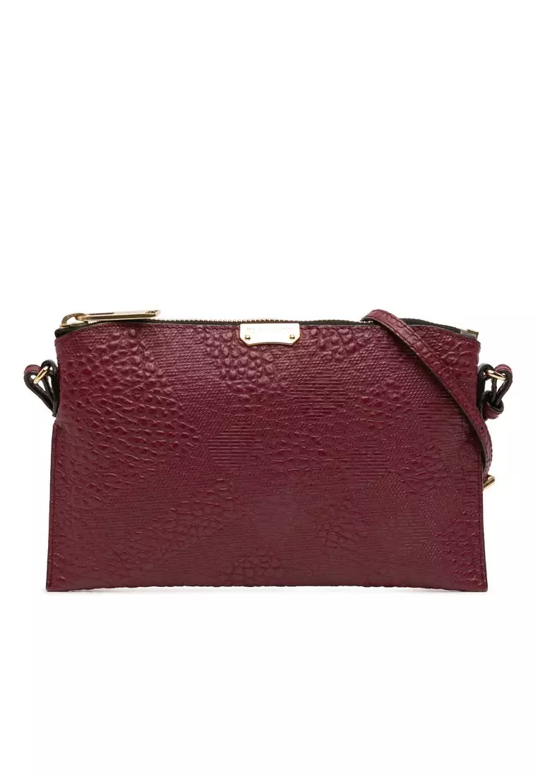 【ホーん】美品　Burberrys 9100L チェンジベゼル6個 Burberry Pre-Loved Burberry Small Grain Check Embossed Leather