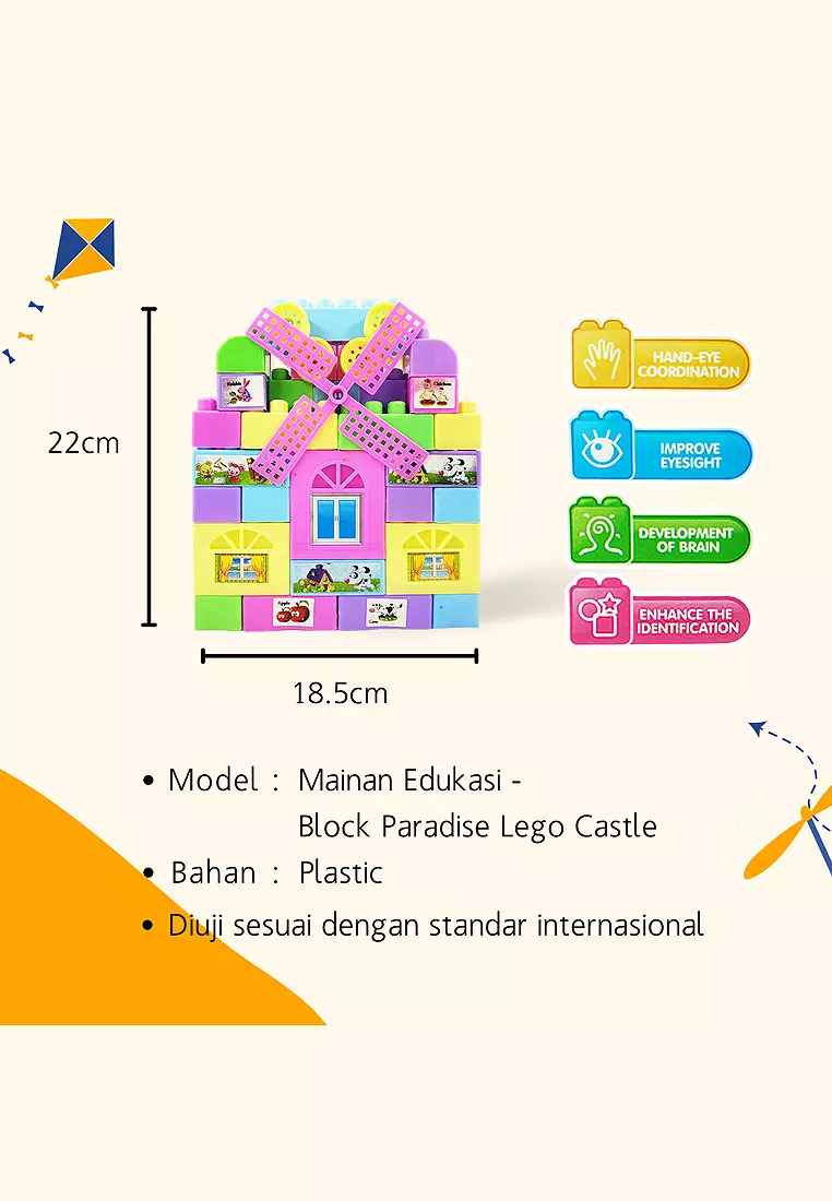 Wakakids Mainan Edukasi Anak Balok Susun Puzzle Block Paradise Lego Castle Venhs